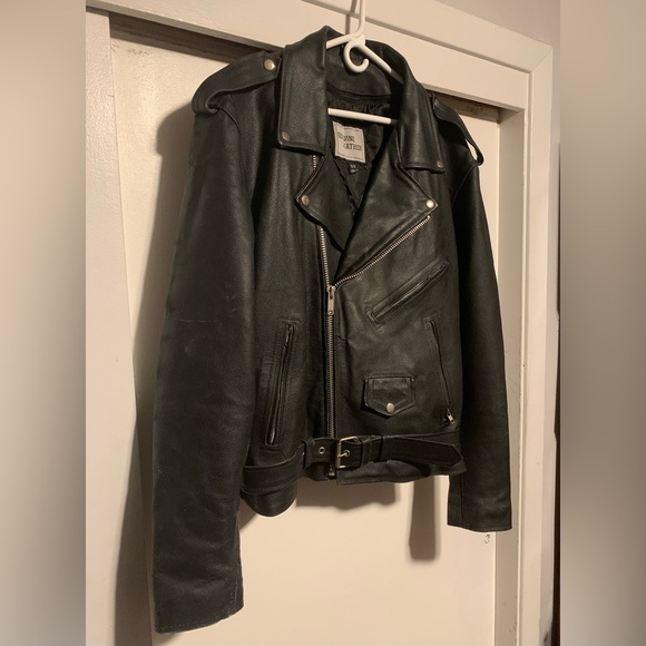 Men’s vintage Genuine black leather, motorcycle jacket size 50 - Picture 5 of 10